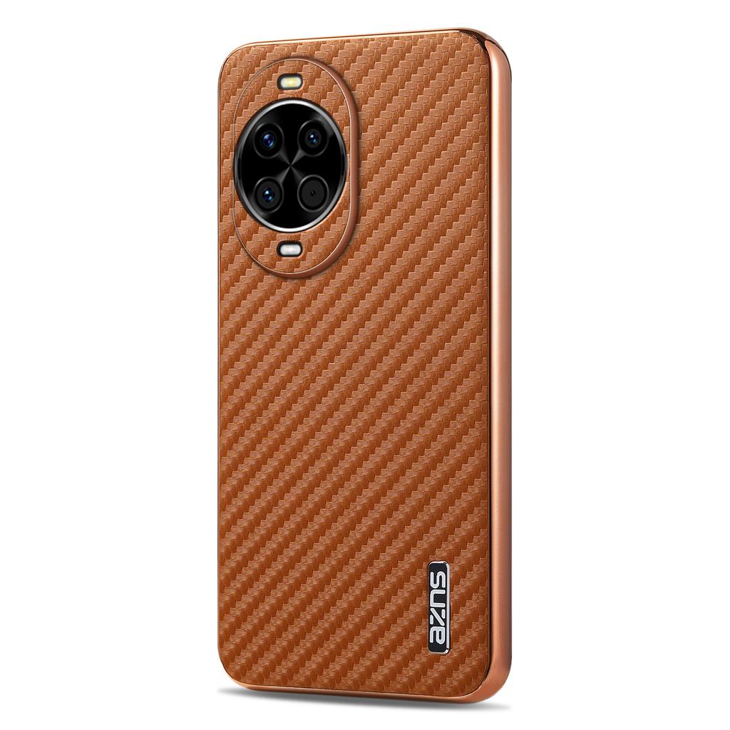 AZNS For Huawei nova 14 5G Case Electroplating Carbon Fiber Texture PU+TPU Phone Cover