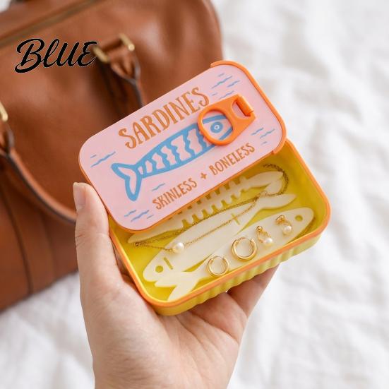 Organized Clavicle Chain Vintage Compact Box with Tin Jewelry Case Sardine Fishbone PLA Size Fashionable