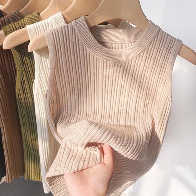 Sleeveless Knitted Thread Strap Women's Versatile Ice Silk Thin Lazy White I-shaped Tank Top