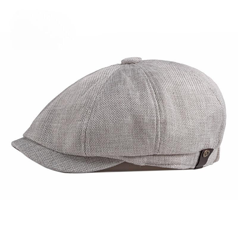 Men Retro Newsboy Hat Summer Breathable Faux Linen Flat Cap British Style Octagonal Baker Boy Cap Vintage Gatsby Ivy Hat for Men Women