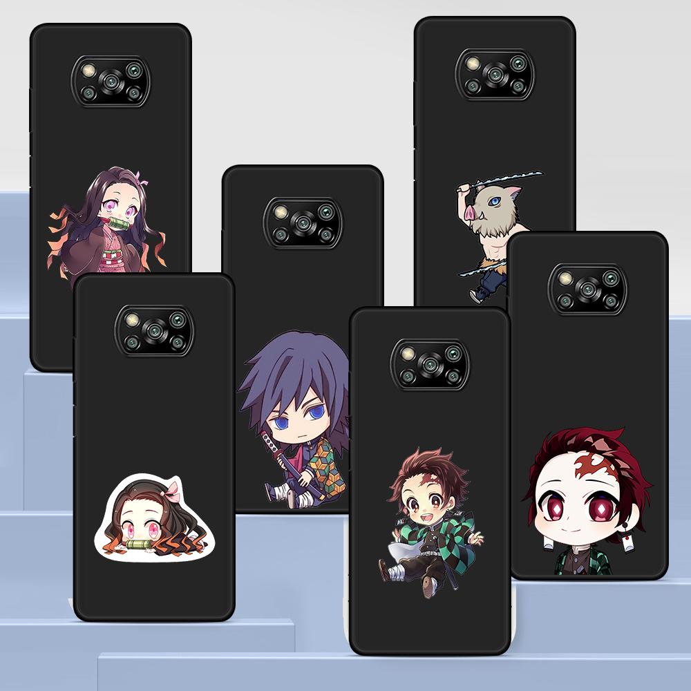 

Kamado Tanjirou Demon Slayer Phone Case for Xiaomi Poco X3 NFC M3 X4 Pocophone F1 M4 Pro F3 GT Soft Silicone Black Cover Shell Pocophone F1
