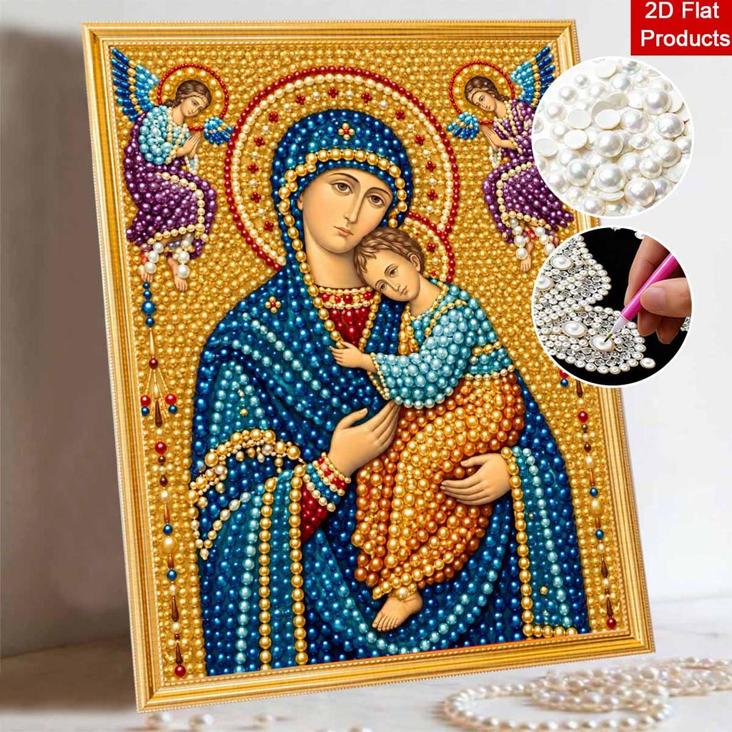 DIY 3D Pearl Diamond Painting Art Set Religious Mother And Son Home Decor Art Set Wall Art