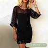 HNXC Women's Fashion Summer Spring 3/4 Sleeves O-Neck Solid Color Print Casual Dresses Classic Exquisite