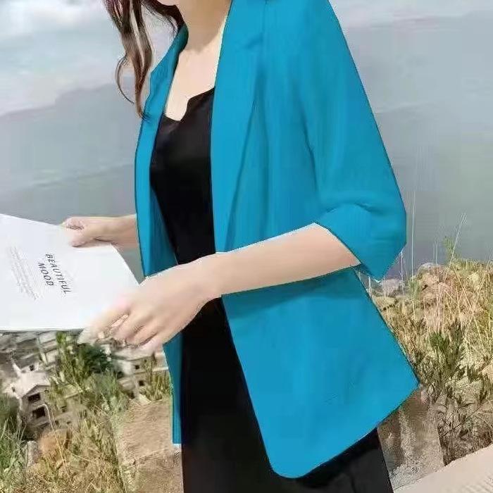 Women's Cotton Linen Blazer - Spring/Summer 2025 British Style, Casual Sun Protection Jacket