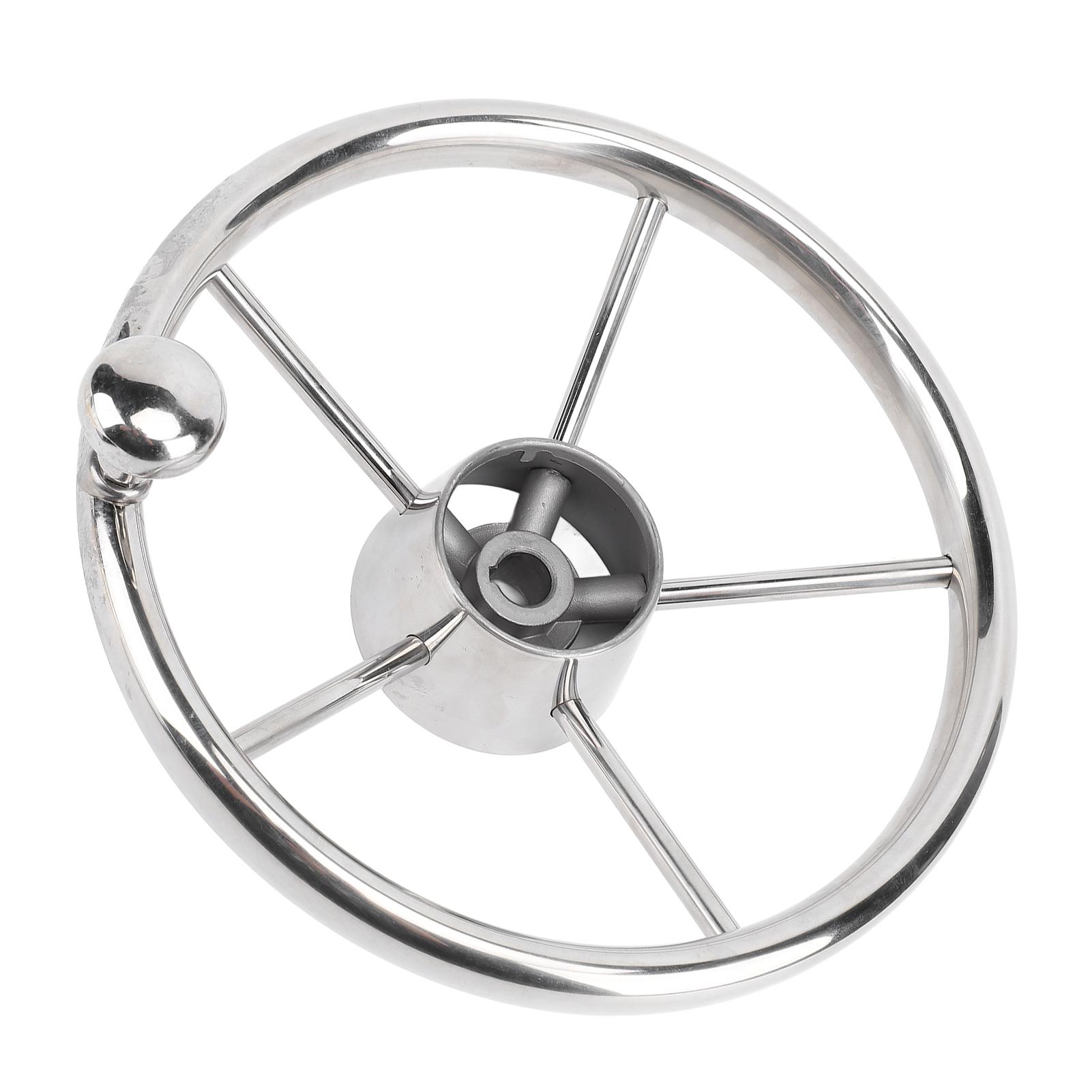 

11 Inch Boat Steering Wheel Marine Stainless Steel Steering Wheel 5 Spoke 25 Degree with Foam Grip and Center Cap for