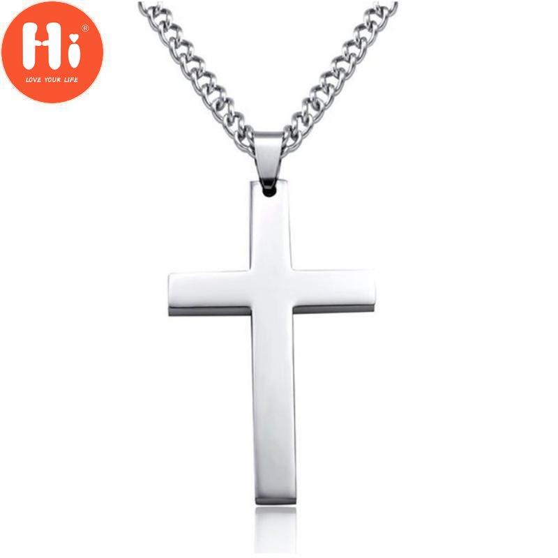 Hi Vintage Cross Pendant Necklace Stainless Steel Necklace New Design Black Chain Pendant Necklace Men