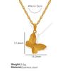 Round Heart Butterfly Necklace Gold Plated Stainless Steel Pendant Necklace Necklace