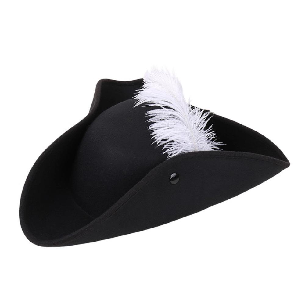 Feather Decorated Pirate Captain Hat Classic Retro Costume Hat Halloween hat Halloween Party белый