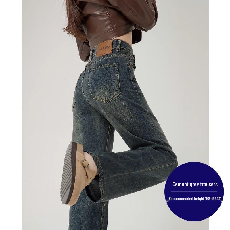 Women s Cement Gray High-Waist Wide-Leg Jeans - Summer 2024 Edition L 106-116 lbs
