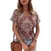 Modisches Bedrucktes Damen Kurzarm V-Ausschnitt Oberteil Vielseitige T-Shirts Damen