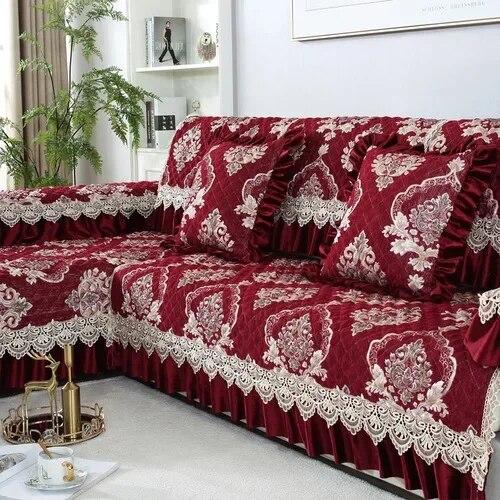 

Универсальная большая юбка Four Seasons, чехол для дивана, европейский стиль, нескользящий коврик для дивана, роскошная кружевная подушка для гостиной, полотенце для дивана 40x70cm 3edge 18cm