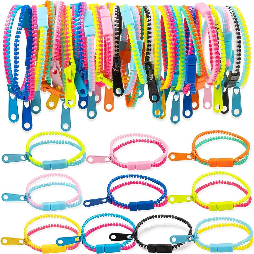 10pcs Zipper Bracelets Fidget Toys Funny Stress Relief Sensory Toys Friendship Bracelets for Boys Girls Party Favors Kids Gifts