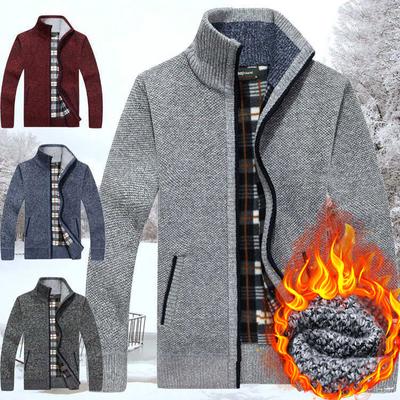 Nadměrná velikost Silné Muži Oblečení Cardigan Kabát Slim Fit Zip Pletené zboží Teplý podzim Zima Svetr s dlouhým rukávem