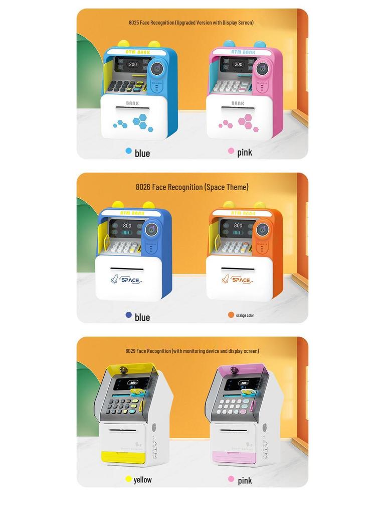 Smart ATM Money Box with Face Recognition and Password, Automatic Coin Loader - Children's Toy Safe