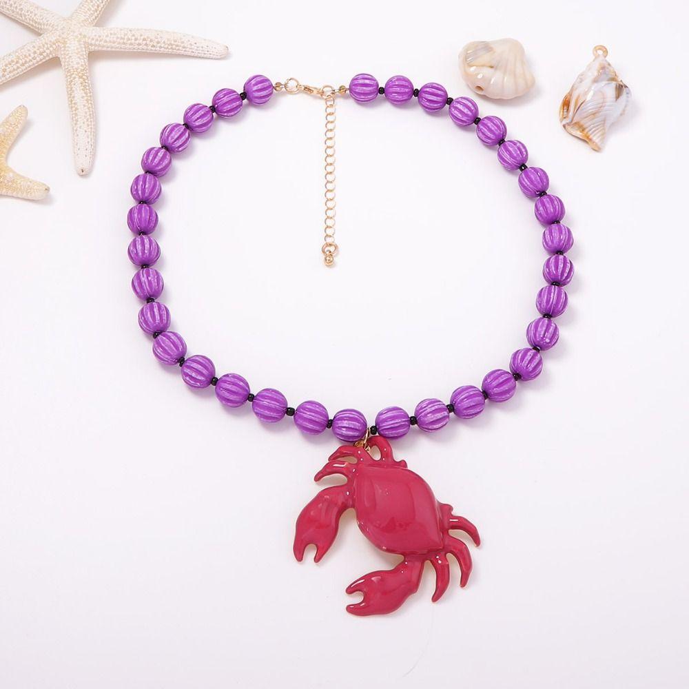 Collar con Colgante de Cangrejo Esmaltado Langosta Collar de Cuentas de Lunares Gargantilla de Estrella de Mar de Playa Vacaciones