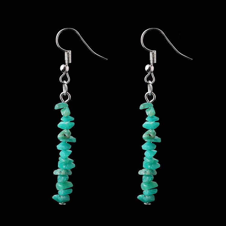 Irregular Natural Crystal Stone Beaded Earrings Multicolor Stone Diy Fringed Earrings E05