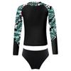 Girls Long Sleeve Swim Set Printed Mock Neck Rash Guard Top Swim Briefs UPF 50 Sun Protective Beach Pool Outfit