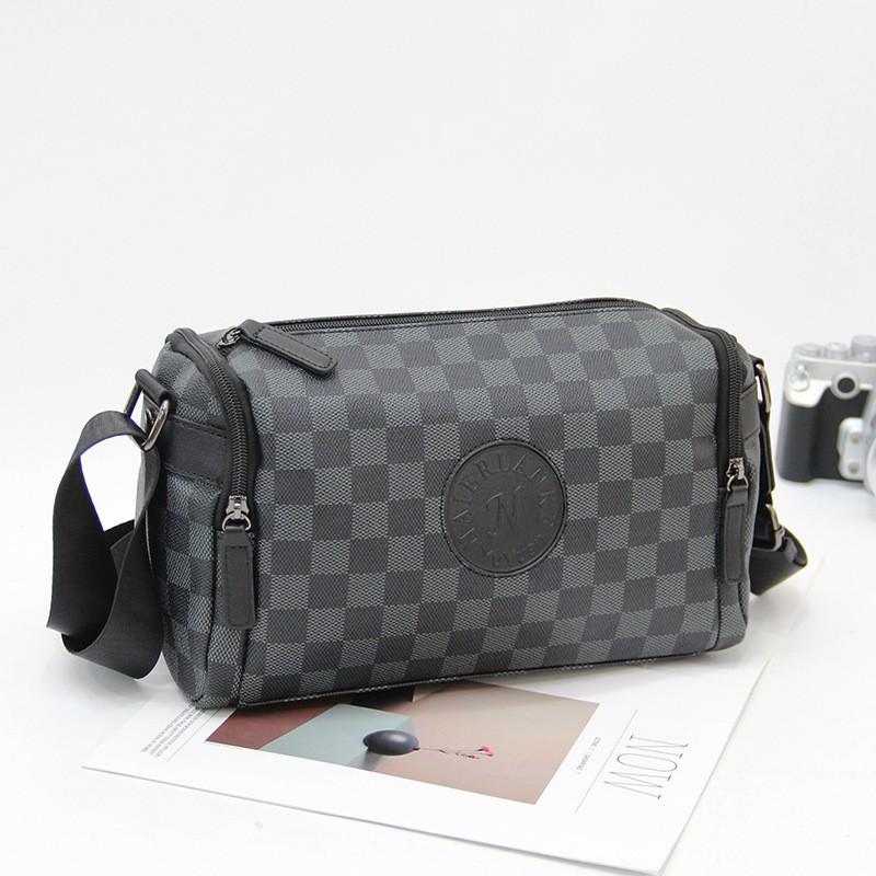 Men's Bag Casual Fashionable Shoulder Commuting Plaid Cross-body Korean Diagonal Cross-square Trend