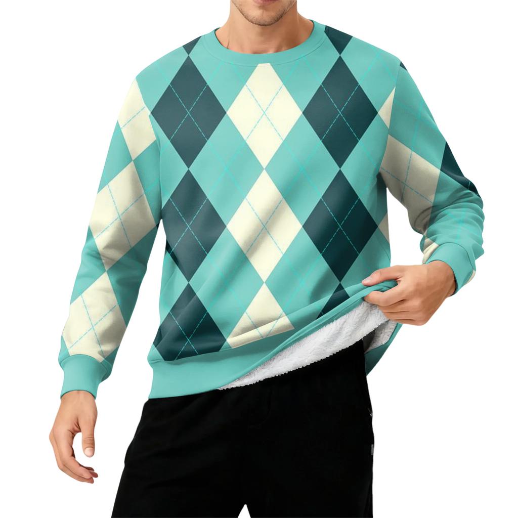 Men's Round Neck Fleece-Lined Thick Solid Color Sweatshirt