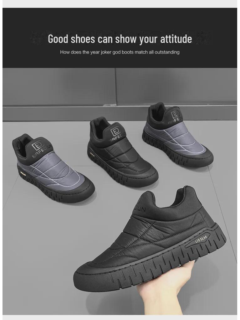 Men's Warm Velvet Canvas Shoes: Winter Slip-on Soft Sole Toad Trend