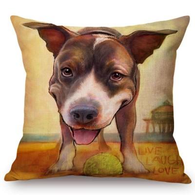 Cute Baby Dog Puppy Cartoon Cosplay Animal Oil Painting Art Home Decoration Sofa Throw Pillow Case Linen Kids Gift Cushion Cover