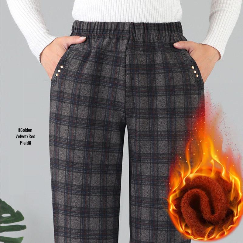 Women's High Waist Elastic Velvet Pants - Loose Straight Leg for Autumn/Winter