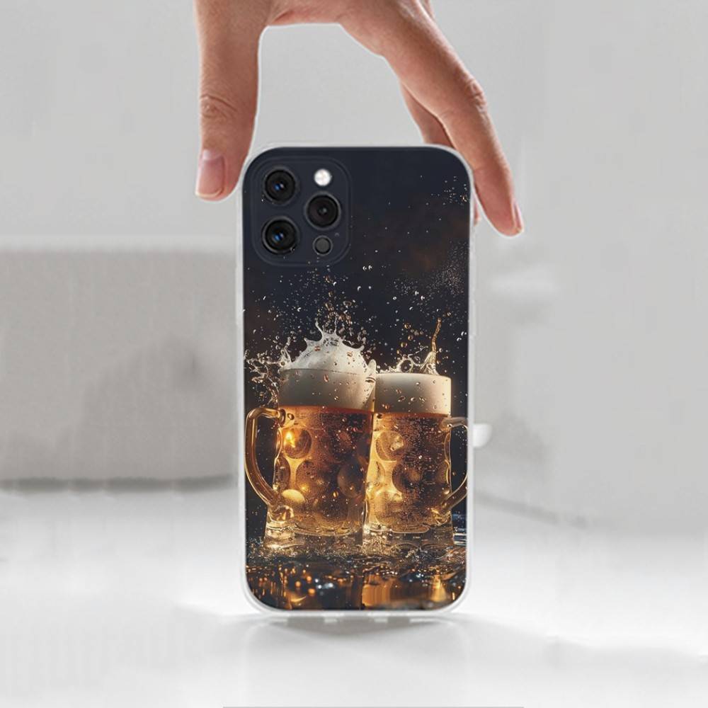 Alcohol Art Beer Phone Case For iPhone 14,13,12,11,17,16,15,Pro,Max,Plus,X,XS,XR,SE,Mini Transparent Soft Cover