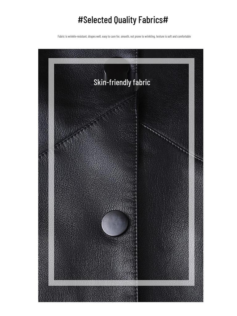 Trench-coat mi-long en cuir PU style coréen pour maman: Minceur, Haut de Gamme, Mode Décontractée pour le Printemps et l'Automne.