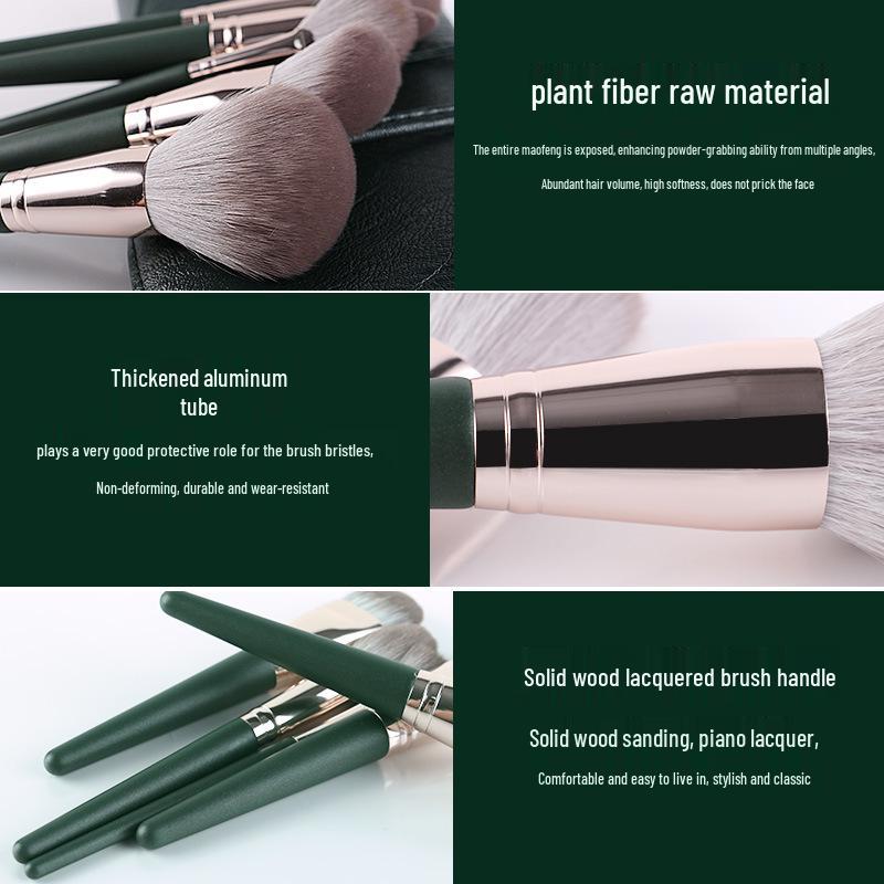 Green Cloud 14-Piece Beginner Makeup Brush Set - Ultra-Soft Bristles for Powder, Eyeshadow & More.
