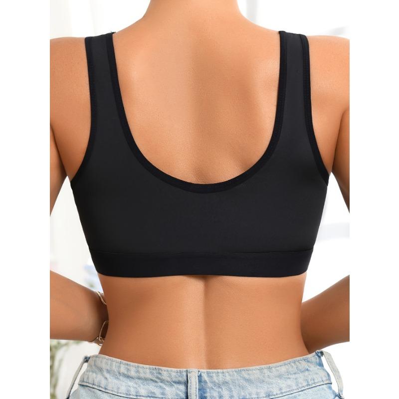 Sheer Mesh Striped Front Closure Bra – Wireless V Neck Comfort Lingerie