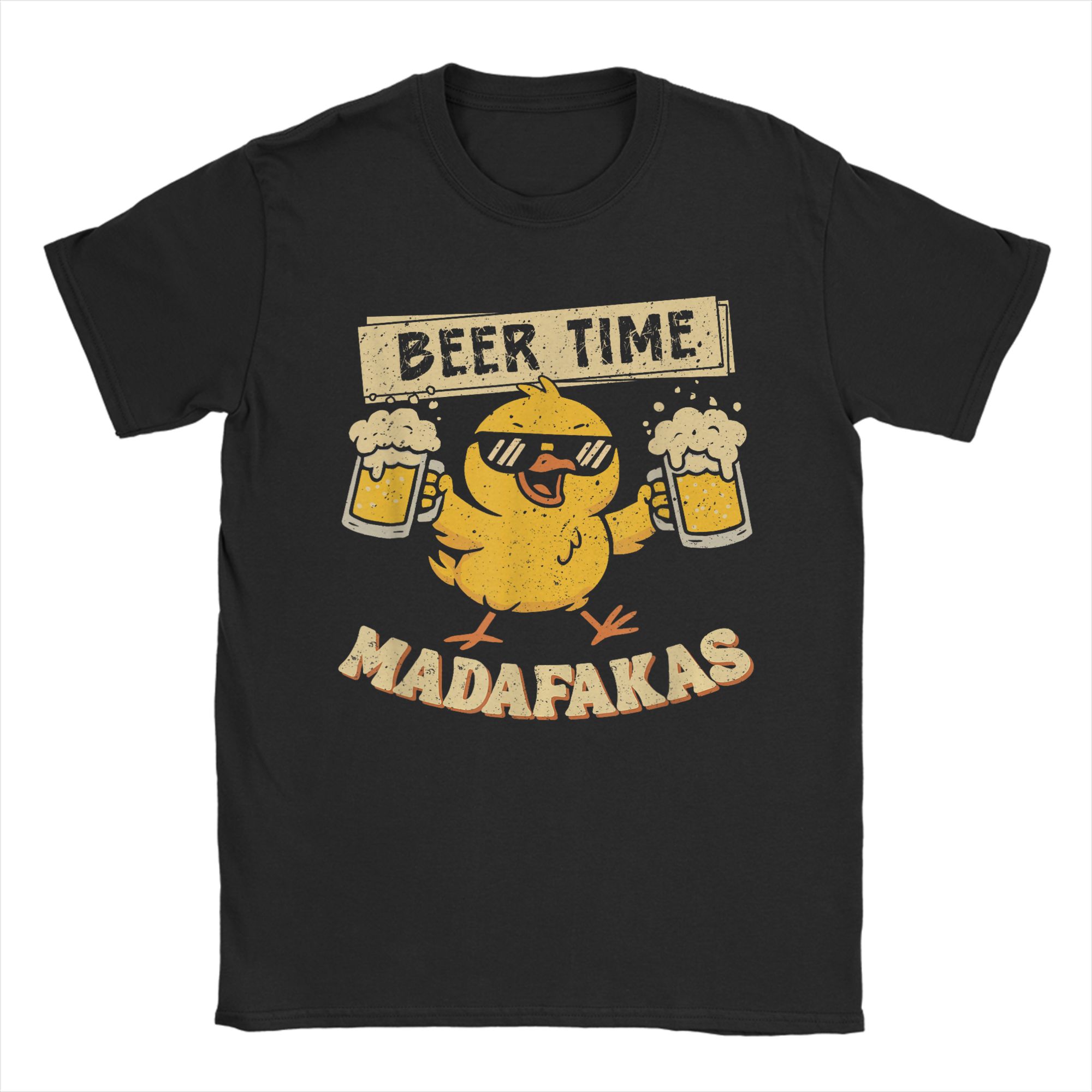 Beer Time Madafakas Funny Chick Drinking Party Cotton T Shirt For Male Summer  Streetwear T Shirts ONeck Popular Tees Big Size S
