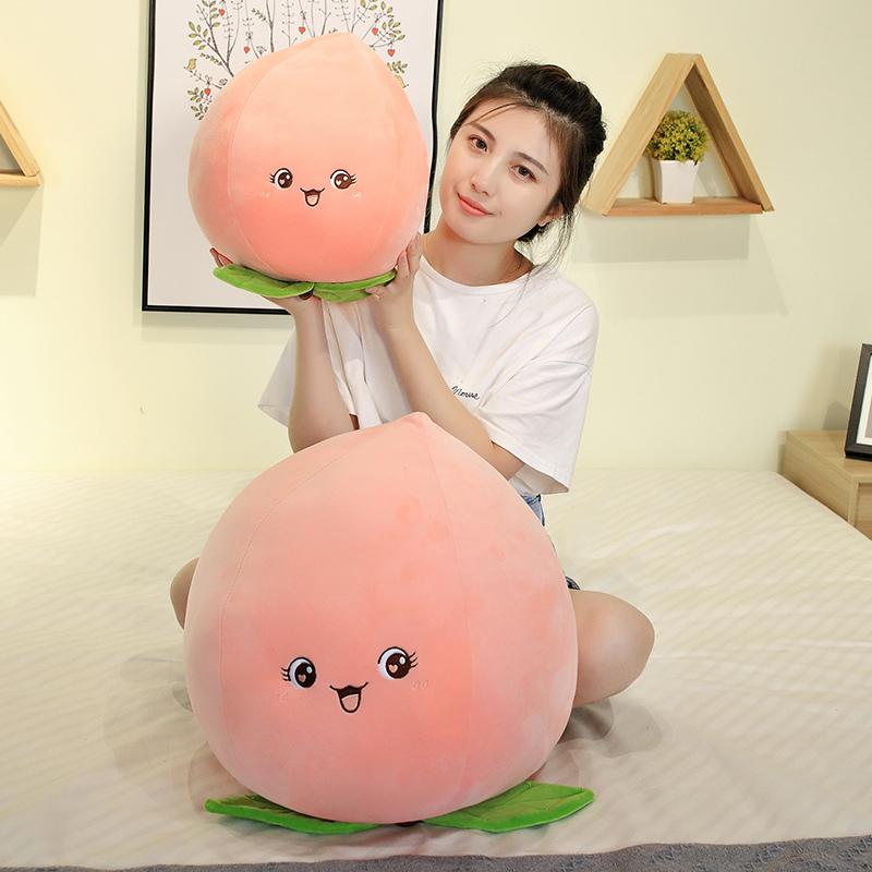 Cartoon Peach Plush Toys Stuffed Soft Fruit Dolls Simulation Peach Pillow Sofa Cushion For Children Girls Gifts