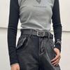 Casual Denim Youthful Belt Crafted From Durable Cowhide In Elegant Black For Looks Fashionable