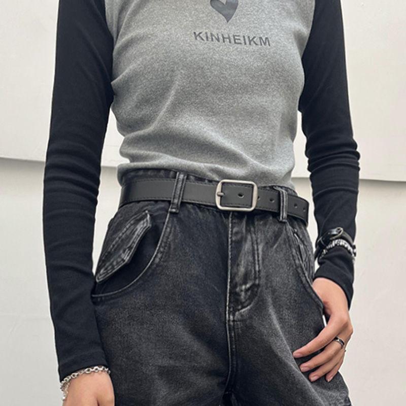 Casual Denim Youthful Belt Crafted From Durable Cowhide In Elegant Black For Looks Fashionable