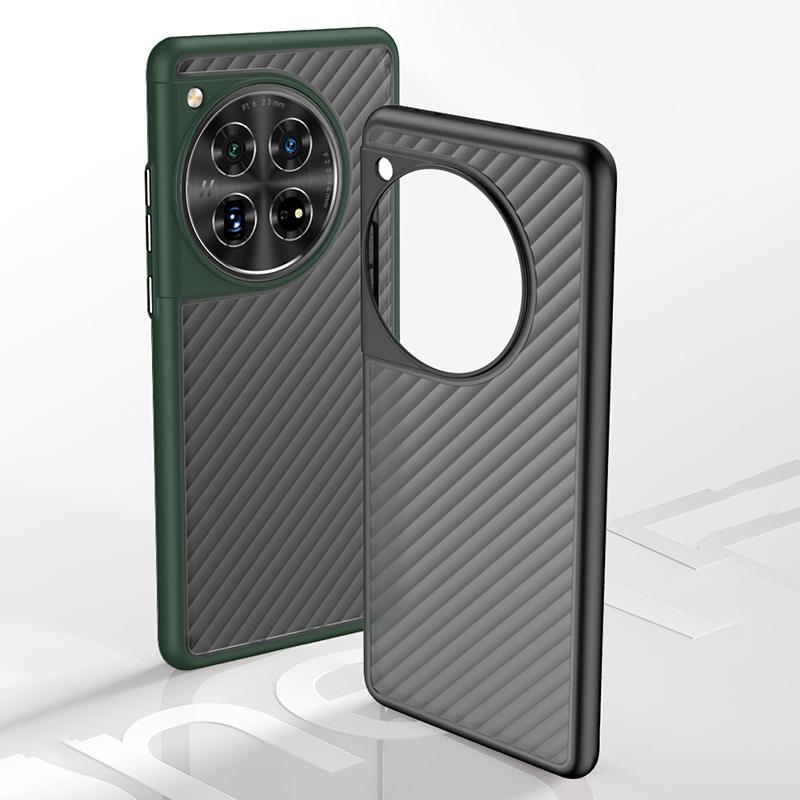 

For OnePlus 12 5G Case Twill Stripe PC+TPU Protective Phone Cover Black