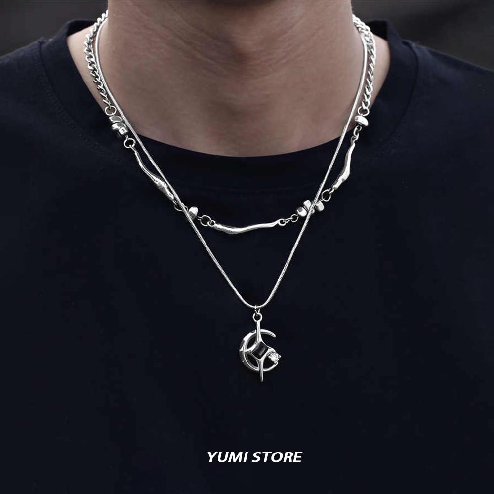 Titanium Steel Double Layer Star Cross Necklace For Man Women Luxury Design Hip Hop Clavicle Chain Fashion Wholesale