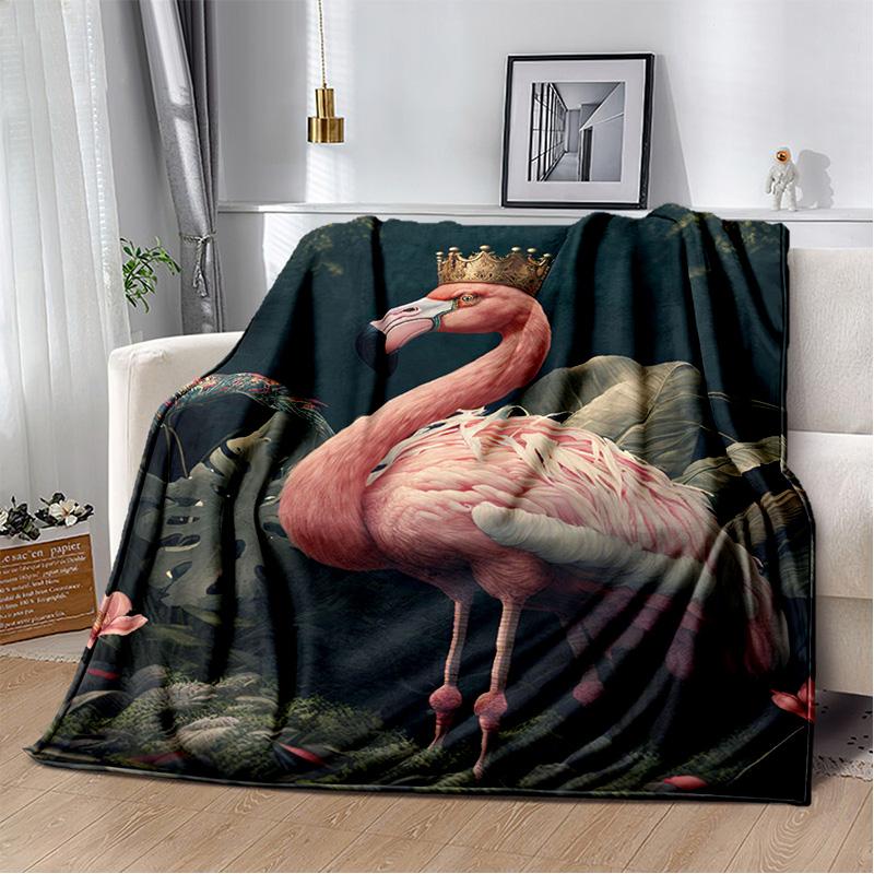 Kreslený růžový plameňák Rainforest Love Bird deka, měkká deka pro domácí postel pohovka pohovka piknik cestovní přikrývka deka děti