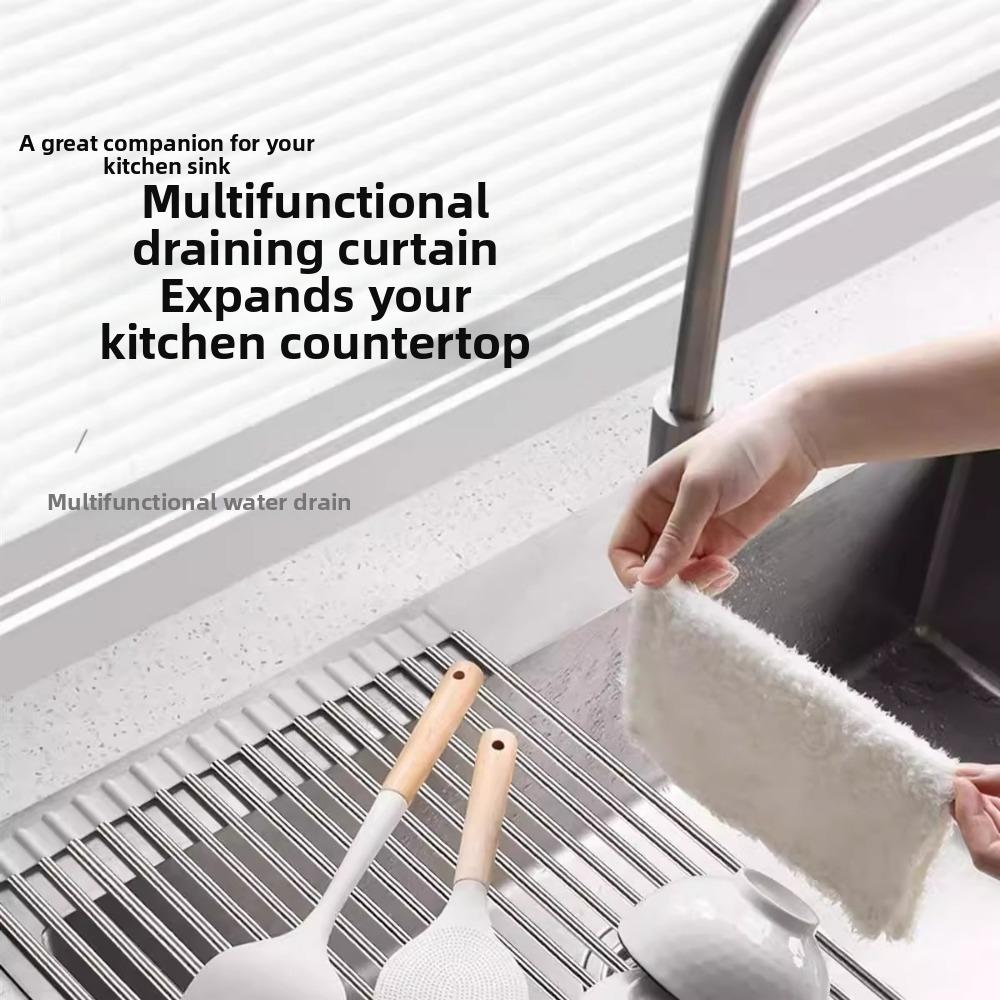 Space Saving Dish Drainer Multi-Functional Roll Up Dish Rack Drain Pad  Dishwashing Sink