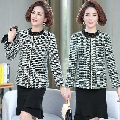 Elegant Slim Tweed Jacket Women Autumn Single-breasted Short Wool Blend Coat Office Lady Mom's Plus Size 5XL Outwear Ladies