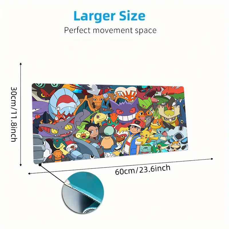 Cartoon Pokemon Mouse Pad, Large Gaming Desk Mat, Non-slip XXL Mousepad for Laptop & Tablet, Mini PC Playmat with Stitched Edges