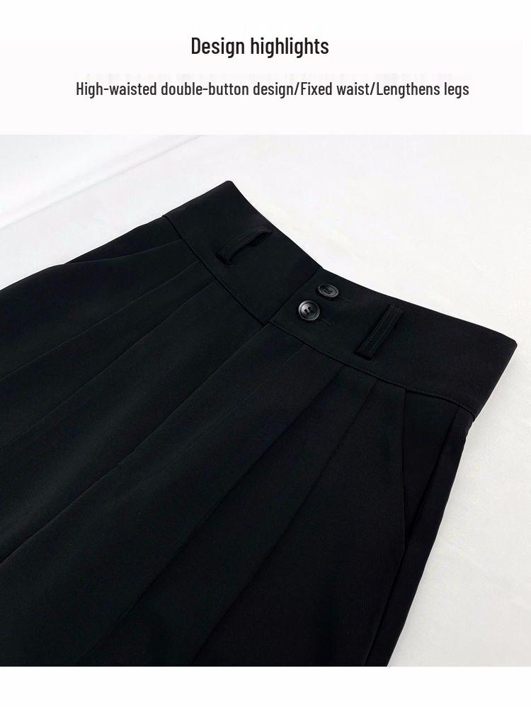 Versatile Gray High-Waist Loose Wide-Leg Suit Pants