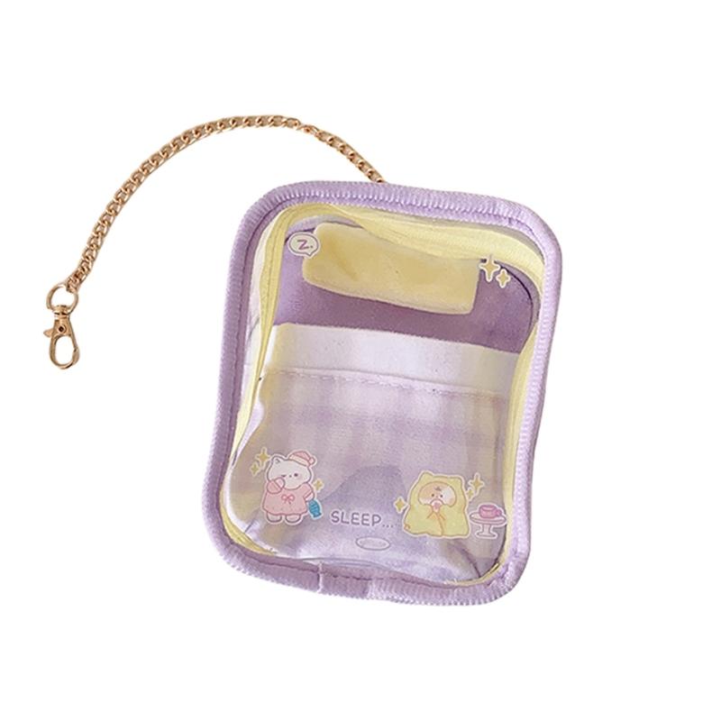 Clear PVC Storage Bag With Cartoon Prints Spacious Compartment Display Pouch For School Travel Outdoor Activities