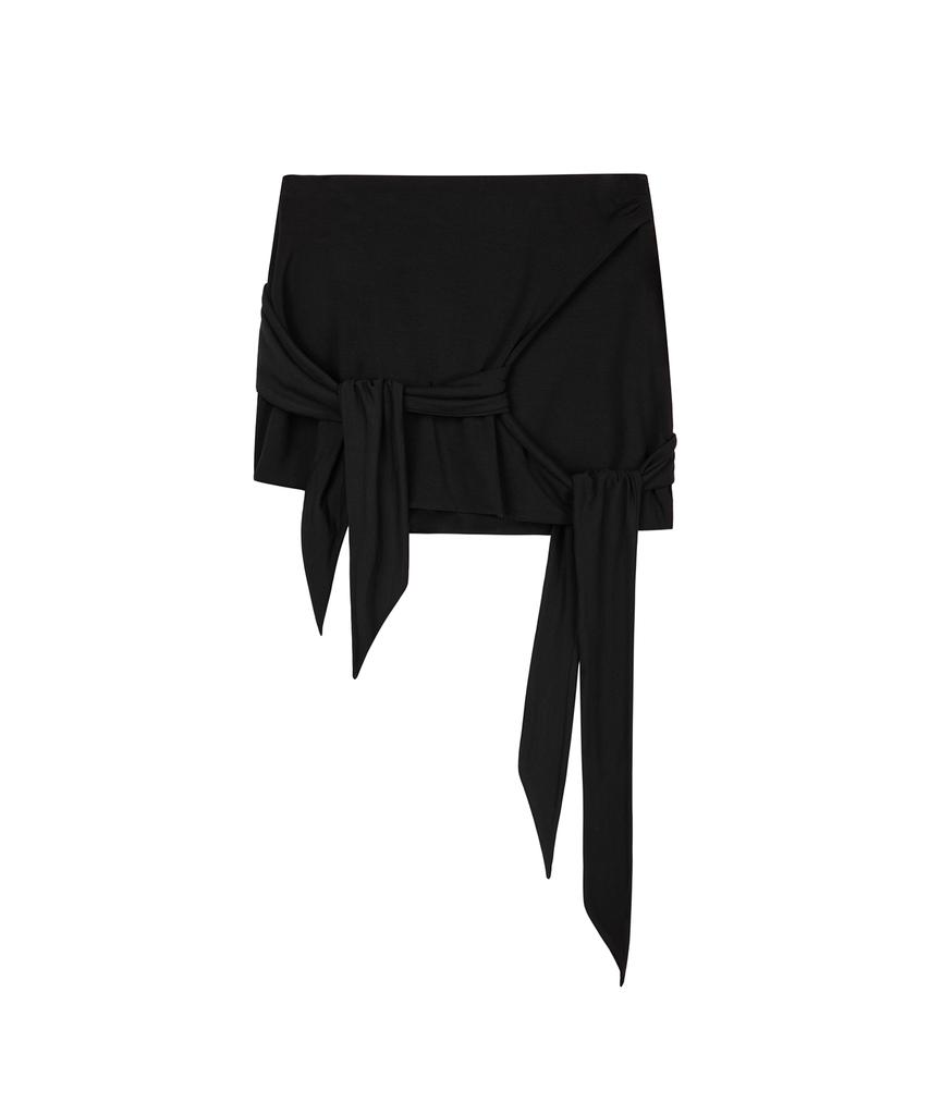 Rock Cake Drape Wrap Mini Skirt - Black