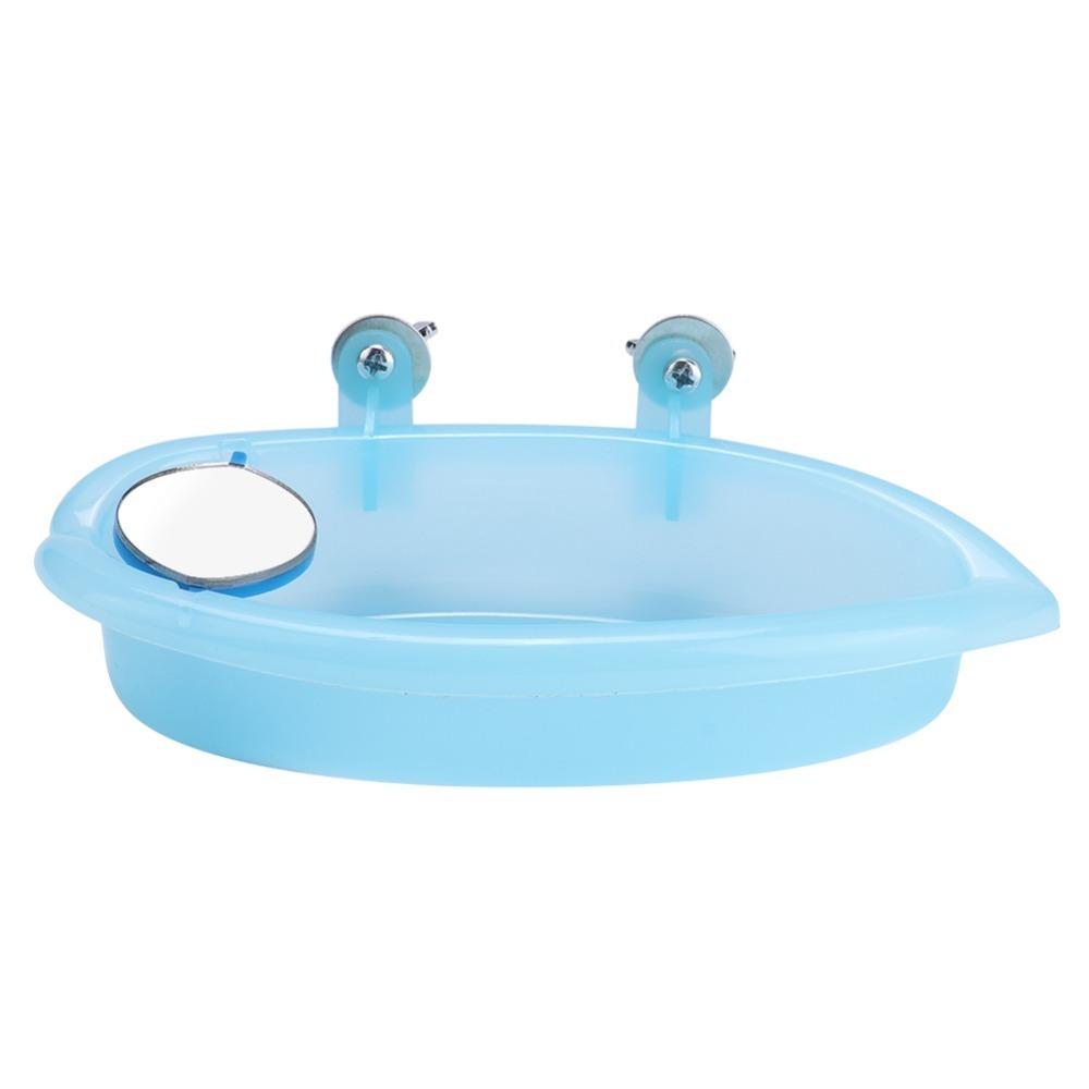 Mirror Design Bird Bath Box Easy To Clean Parrot Bathtub Toy Cute Bird Bathing Tub  Budgie Cage Use