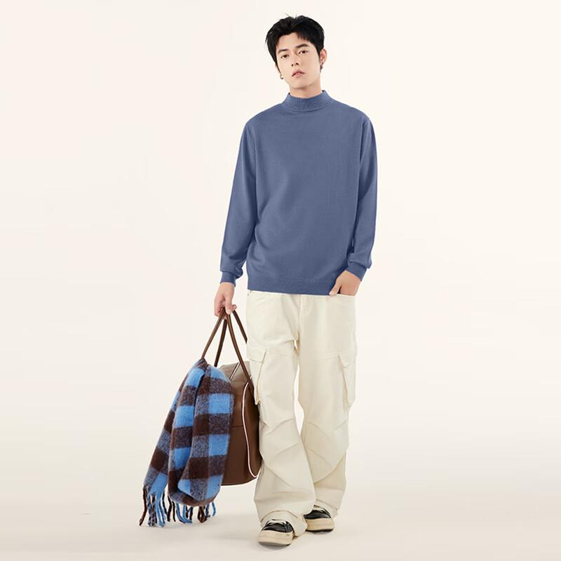 MINISO Men's Plush Half-High Neck Knit Sweater