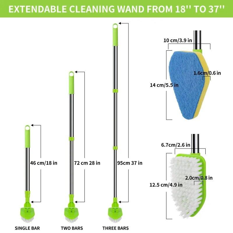 Retractable Long Handle Triangle Brush Multifunctional Floor Bathroom Cleaning Brush Sponge Brush Kitchen Supplies Cleaning Tools