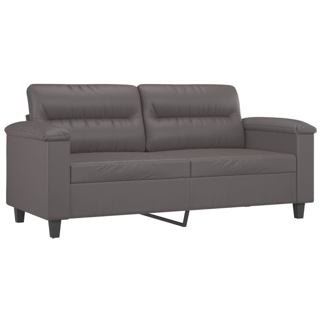Vidaxl 3-Cz. Sofa Set with Cushions, Grey, Faux Leather