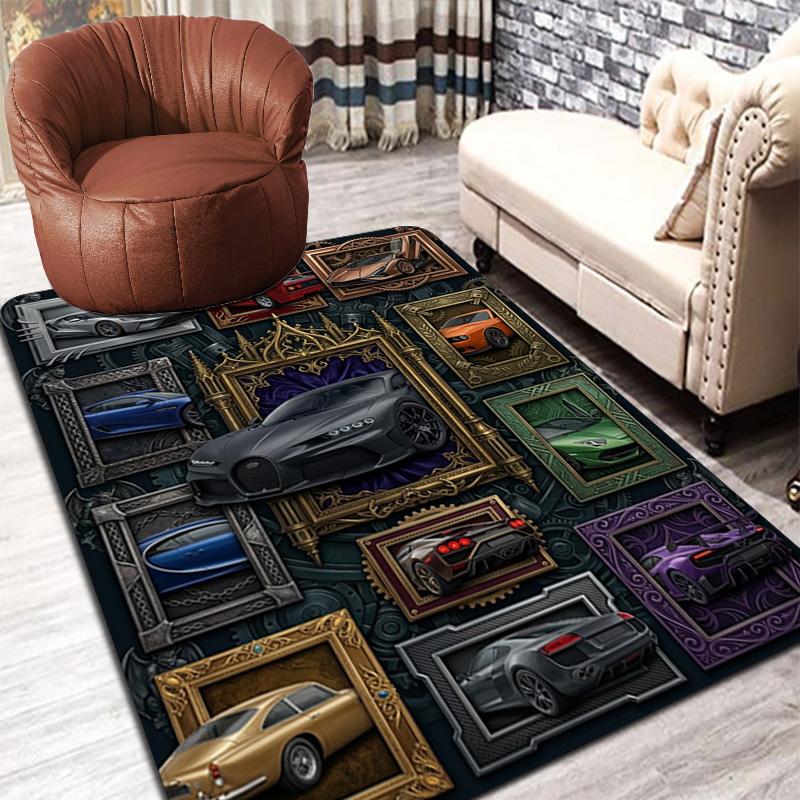 Exquisite Luxury Cars Pattern Rug Floor Mat for Living Room or Bedroom Soft and Comfortable Carpet a Gift for Birthday and Holiday.