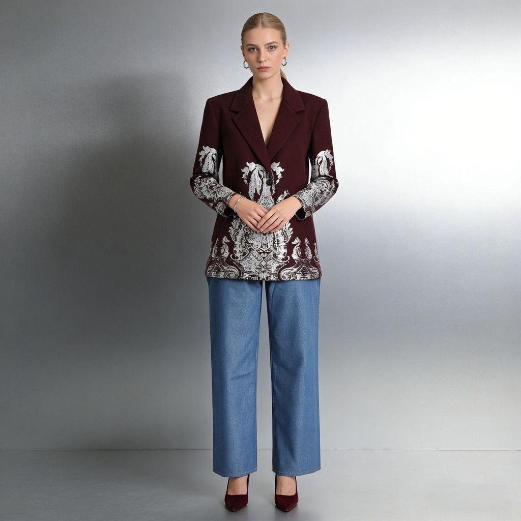 2026 Spring Stylish Printed Women's Suit Jacket - European American Commuting Style