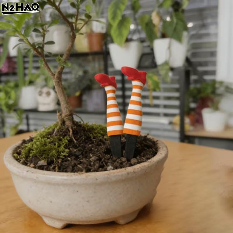 Witch Leg Flower Pot Set Halloween Theme Garden Lawn Planter Holder Resin Craft Outdoor Decoration